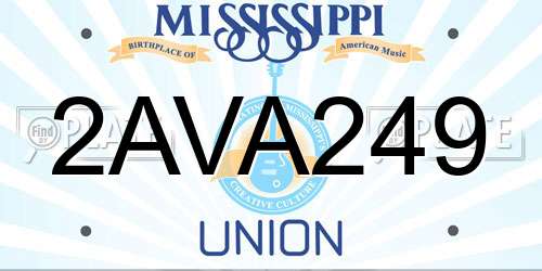2AVA249 Mississippi License Plate
