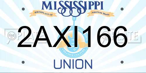 2AXI166 Mississippi License Plate