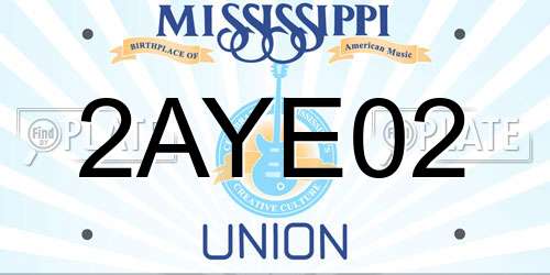 2AYE02 Mississippi License Plate