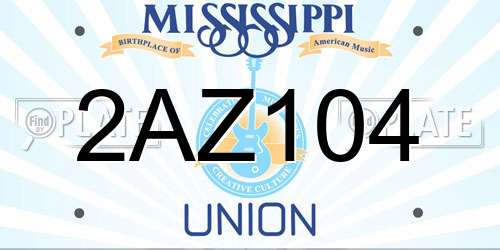 2AZ104 Mississippi License Plate