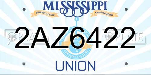 2AZ6422 Mississippi License Plate