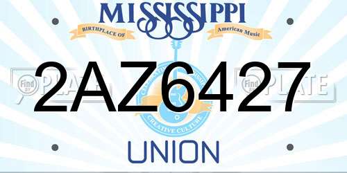 2AZ6427 Mississippi License Plate