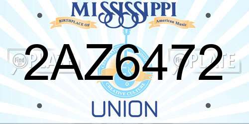 2AZ6472 Mississippi License Plate