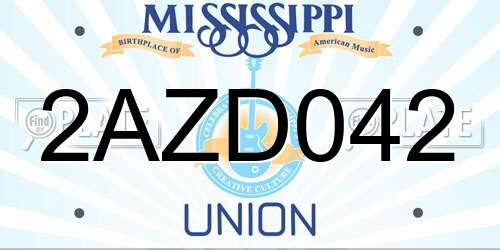 2AZD042 Mississippi License Plate