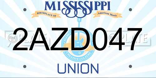 2AZD047 Mississippi License Plate