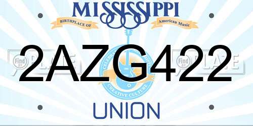 2AZG422 Mississippi License Plate