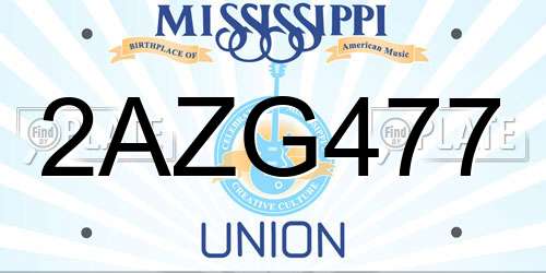 2AZG477 Mississippi License Plate