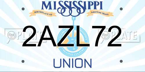 2AZL72 Mississippi License Plate