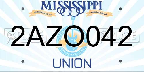 2AZO042 Mississippi License Plate