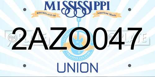 2AZO047 Mississippi License Plate