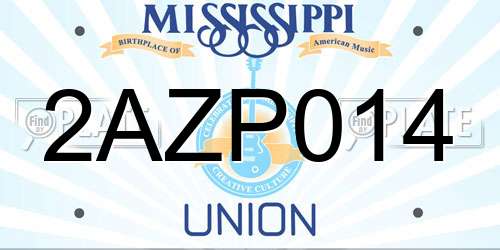 2AZP014 Mississippi License Plate