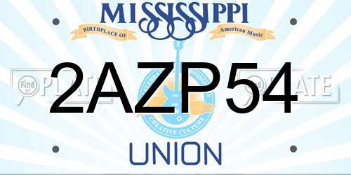 2AZP54 Mississippi License Plate