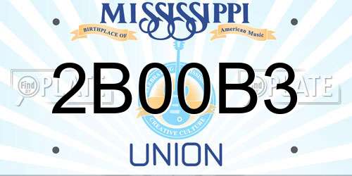 2B00B3 Mississippi License Plate