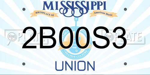 2B00S3 Mississippi License Plate