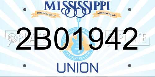 2B01942 Mississippi License Plate
