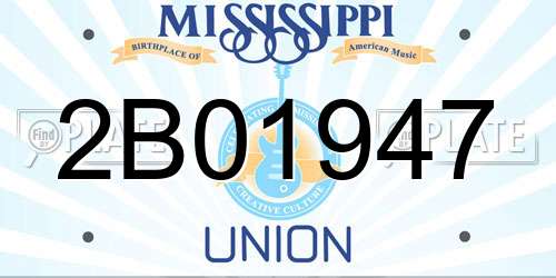 2B01947 Mississippi License Plate