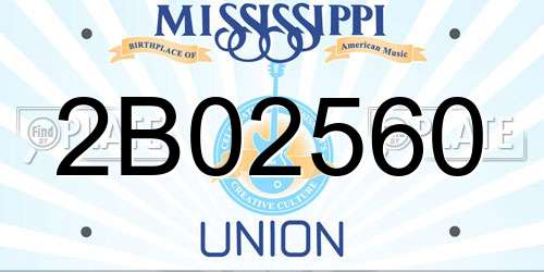 2B02560 Mississippi License Plate