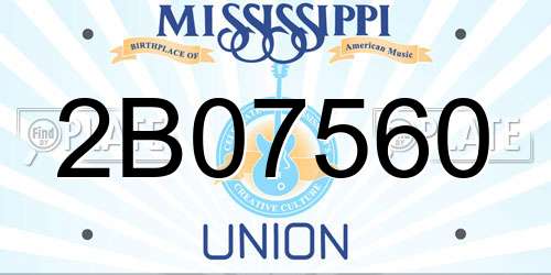2B07560 Mississippi License Plate