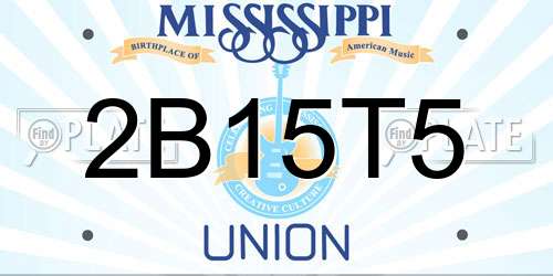 2B15T5 Mississippi License Plate