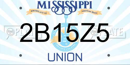 2B15Z5 Mississippi License Plate