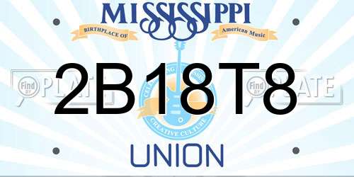 2B18T8 Mississippi License Plate