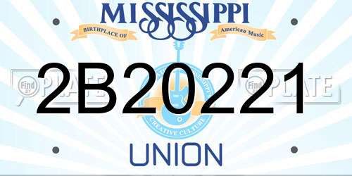 2B20221 Mississippi License Plate