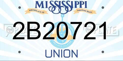 2B20721 Mississippi License Plate
