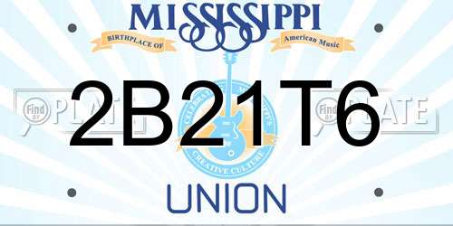 2B21T6 Mississippi License Plate