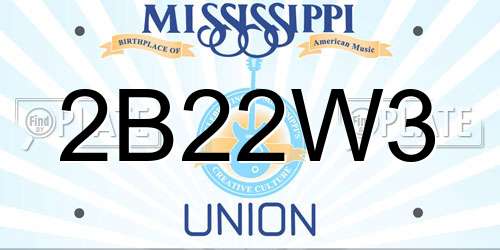 2B22W3 Mississippi License Plate