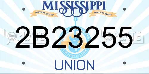 2B23255 Mississippi License Plate