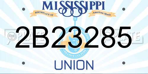 2B23285 Mississippi License Plate