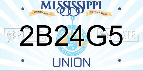 2B24G5 Mississippi License Plate