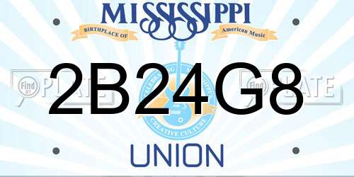 2B24G8 Mississippi License Plate