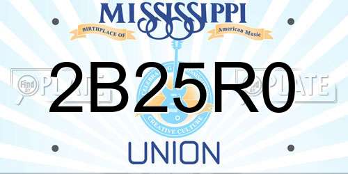 2B25R0 Mississippi License Plate
