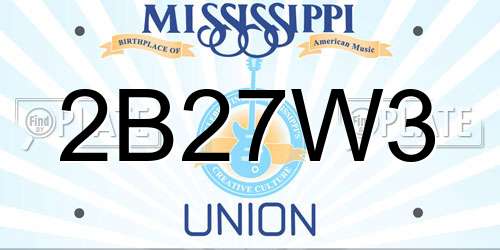 2B27W3 Mississippi License Plate