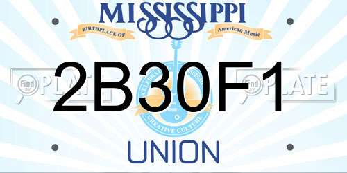 2B30F1 Mississippi License Plate