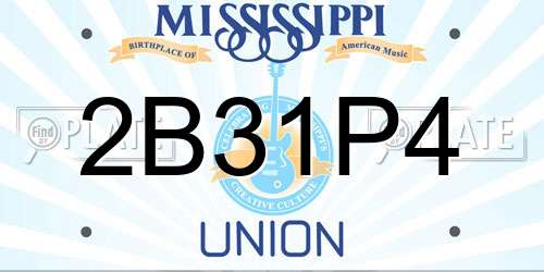 2B31P4 Mississippi License Plate