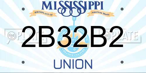 2B32B2 Mississippi License Plate