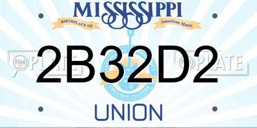 2B32D2 Mississippi License Plate