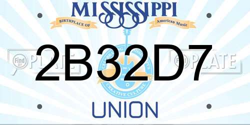 2B32D7 Mississippi License Plate