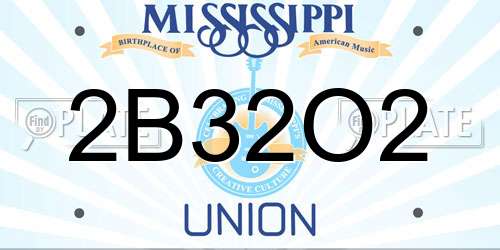 2B32O2 Mississippi License Plate