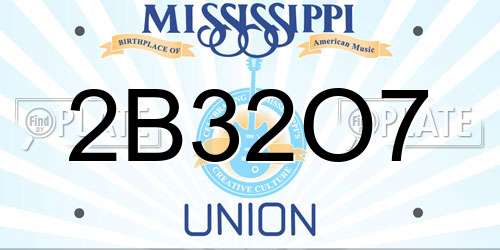 2B32O7 Mississippi License Plate