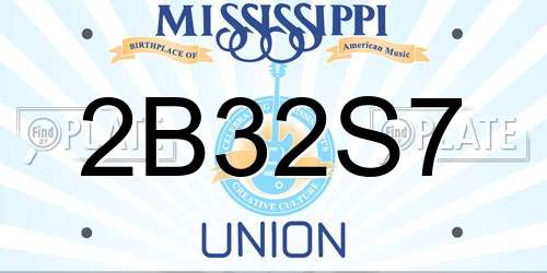 2B32S7 Mississippi License Plate