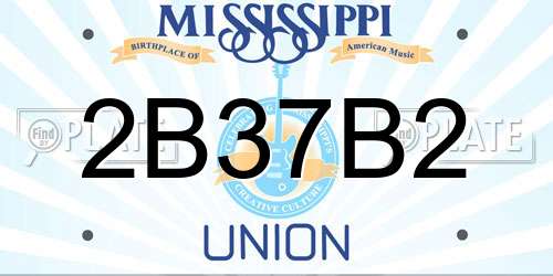 2B37B2 Mississippi License Plate
