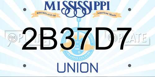 2B37D7 Mississippi License Plate