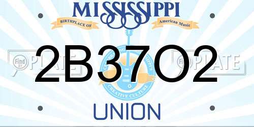 2B37O2 Mississippi License Plate