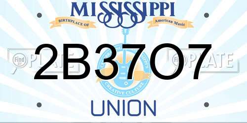 2B37O7 Mississippi License Plate
