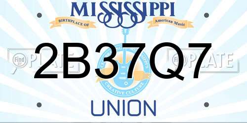 2B37Q7 Mississippi License Plate