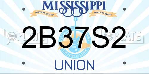 2B37S2 Mississippi License Plate