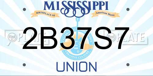 2B37S7 Mississippi License Plate